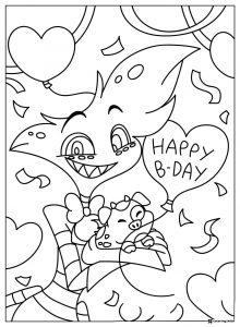Angel Dust Coloring Page with Fat Nuggets and Balloons