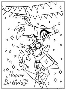 Angel Dust Happy Birthday Coloring Page