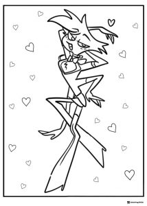 Angel Dust with Floating Hearts Coloring Page