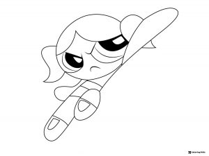 Angry Powerpuff Girl Coloring Page in Flight