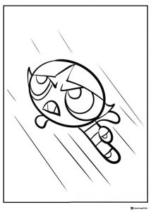 Angry Powerpuff Girl Coloring Sheet with Speed Lines
