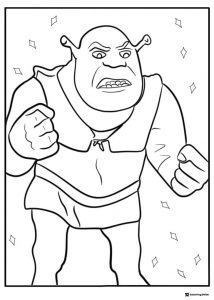 Angry Shrek ready to fight coloring page