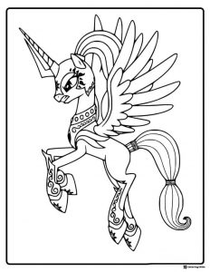 Armored alicorn rearing up coloring page