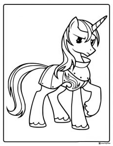 Armored unicorn looking angry My Little Pony coloring