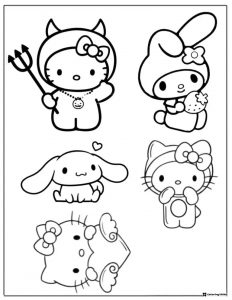 Assorted Sanrio Characters Coloring Sheet 1