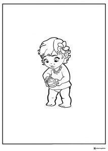 Baby Moana Coloring Page Holding an Object