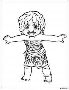 Baby Moana Coloring Page with Arms Open Wide