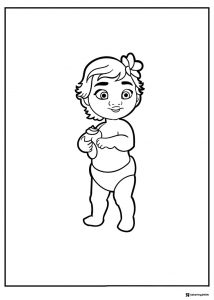 Baby Moana Coloring Page with Flower in Hair
