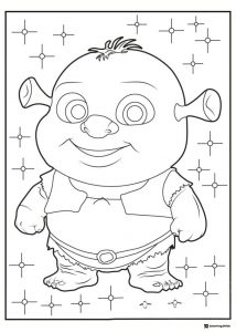 Baby Ogre Coloring Page with Sparkle Background