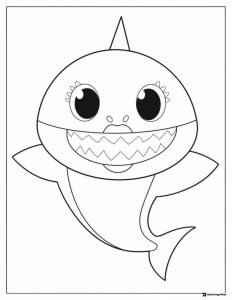 Baby Shark coloring page smiling broadly