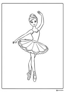 Barbie Ballerina Coloring Page in Pointe Pose