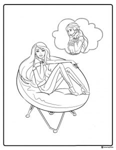 Barbie Coloring Page Daydreaming on a Chair