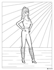 Barbie Coloring Page in Jumpsuit with Leg Warmers