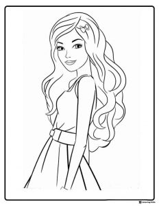 Barbie Coloring Page with Bow in Hair