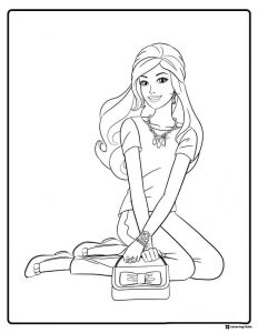 Barbie Coloring Page with Handbag and Jewelry