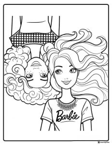 Barbie Coloring Page with Upside Down Friend
