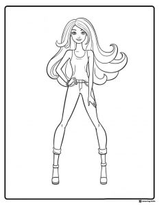 Barbie Coloring Sheet in Casual Jeans and Tank Top