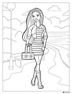 Barbie Coloring Sheet walking by the Water