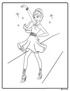 Barbie Dancer Coloring Sheet with Sparkling Background
