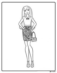 Barbie Fashion Coloring Sheet with Floral Skirt