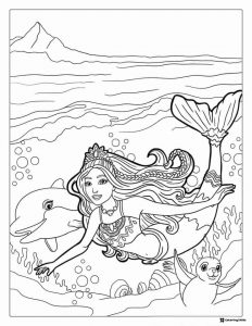 Barbie Mermaid Coloring Sheet with Dolphin and Seal