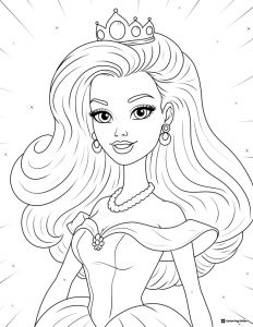 Barbie Princess Coloring Page with Crown