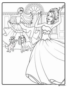 Barbie and Friends Coloring Sheet with two cute pets