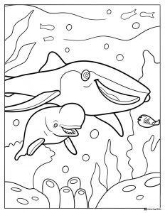Beluga whales underwater coloring sheet