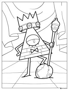 Bill Cipher Coloring Page with Crown and Scepter