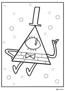 Bill Cipher coloring page with pointer finger up