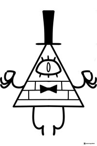 Bill Cipher with top hat and bow tie coloring page