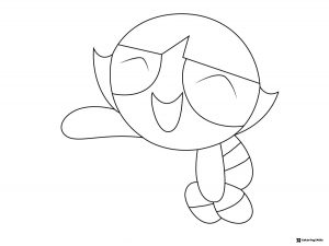 Blossom Powerpuff Girl Coloring Page with Big Smile