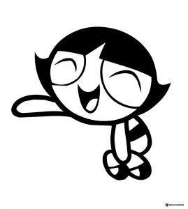 Blossom Powerpuff Girl smiling happily Coloring Sheet