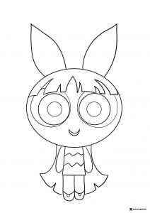 Blossom Powerpuff Girl standing smiling Coloring Page