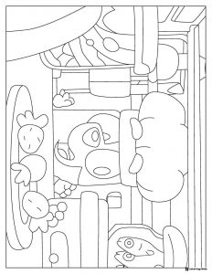 Bluey Car Interior Coloring Page with Toys and Steering