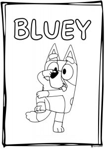 Bluey Coloring Page with Hand Over Eye and Playful Pose