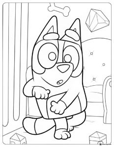 Bluey Halloween Pumpkin Coloring Page with Spider Webs