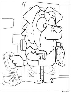 Blueys Dad Coloring Page Holding Sandwich in Kitchen