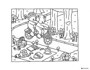 Bobbie Goods animals on a bike with picnic coloring
