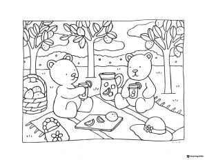 Bobbie Goods bears on a picnic with lemonade