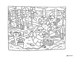 Bobbie Goods character gardening and harvesting coloring