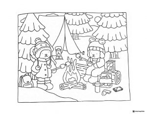 Bobbie Goods characters camping and roasting marshmallows