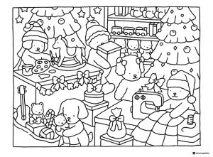 Bobbie Goods characters making Christmas toys coloring