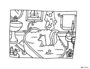 Bobbie Goods squirrel taking a bubble bath coloring