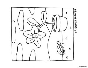 Bobbie Goods turtle and friendly flower coloring