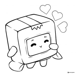Boxy Lankybox Coloring Page with hearts