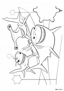 Bruce Anchor and Chum Sharks Coloring Page