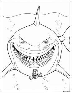 Bruce the Shark and Nemo Coloring Page