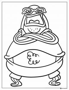 Bubble Bass Coloring Page with crossed arms