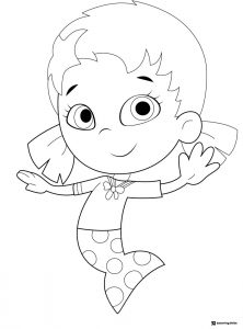 Bubble Guppies coloring page of a girl guppy smiling
